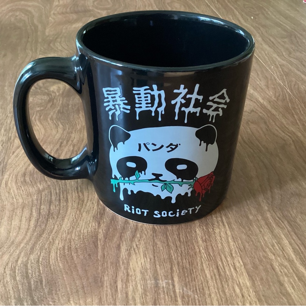 Riot Society Black Mug with Panda Graphic